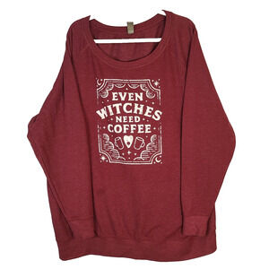 Instant Message Even Witches Need Coffee Long Sleeve Sweatshirt 4X Plus Size